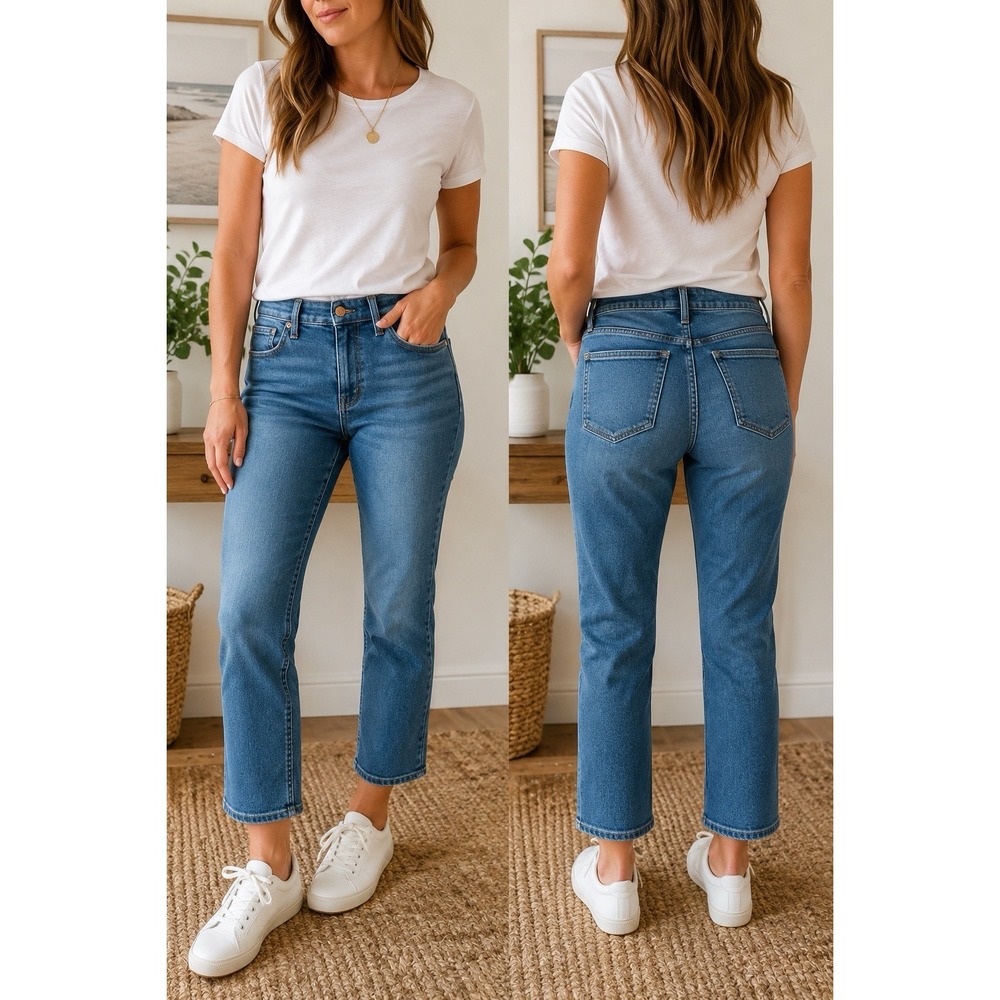Madewell Curvy Stovepipe Jeans Women's 29 Medium Wash High Rise Cropped Straight